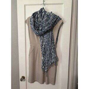 1.2.3 Paris Blue Leopard Print Scarf Soft Lightweight Cotton Fringe Wrap Shawl